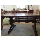 Wood dining room table  70 in x 37 with 2 15 in