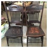2 pressed back & pressed seat chairs