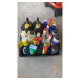 Tray lot of fuel treatments, carb cleaner and oil