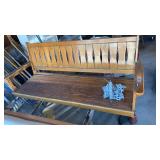 Oak porch swing 65 inches wide