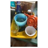 Tray lot of bottles and glass