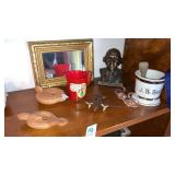 Shelf lot - howdy doozy cup,oil lamps,shaving mug