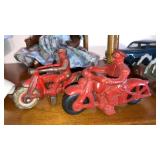 2 cast metal cop on motorcycles toys