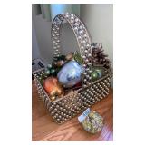 Glass paperweight & fruit basket decor