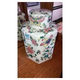 Butterfly floral ginger jar