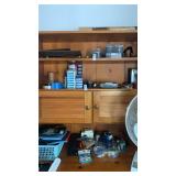 Wooden shelf with 9 drawers contents NOT