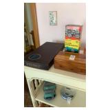 Shelf lot scrabble game, club dominoes , wooden