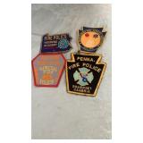 4 fire police patches, 1 Indianapolis 500 patch ,