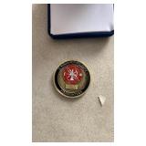 Firefighter coin and brass pendant