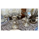 M Sterling weighted tri-branch candleholders