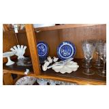 Shelf lot elegant stemware, blue willow,
