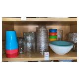 Shelf lot of cups bowls