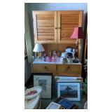Pine cabinet hutch with louvered doors top &
