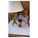 Depression Yellow etched electrified oil  lamp,