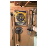 Saw blades, hacksaw and level