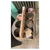 Wooden tray with coffee cans