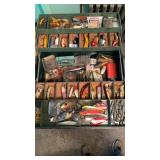 Old metal tackle box with contents