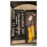 Socket set and garden shovels