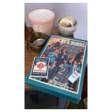 Lot coasters, Stocks & bonds 3M game, pinochle,