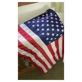 US flag on wood display pole embroidered stars