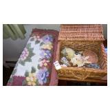 Basket of sea shells, bath rug