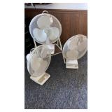 3 electric fans, 1-step stool