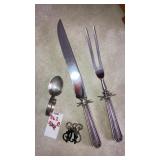 Sterling lot 2-pc carving set, monogrammed