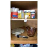 2 kitchen shelves coffee filters measure cup