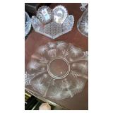 Lead cut glass bowl & Fostoria plate