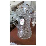 Lead crystal cut glass pitcher