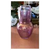 Iridescent glass tumble-up bedside water set