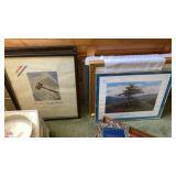 Framed prints & needlepoint,  large picture