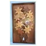 Wooden wall art florals in vase 30" x 17"