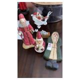 4 pcs Santa on flying goose, old world