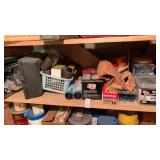 Shelf lot of screws and belt sander