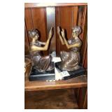 Bronze pair of women bookends