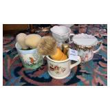 Antique lot of shaving mugs cups & brushes