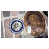 Wood-burned spaniel dog picture, vineyard lady