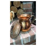 Hammered copper pitcher, lid