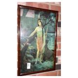 Antique Indian maiden framed print 21"x 13"