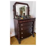 3pc  mahogany highly carved paw foot bedroom