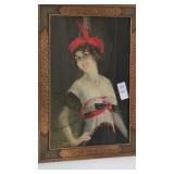 Antique Victorian lady in red hat print 18" x 13"