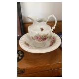 Carrollton China roses pitcher & wash basin