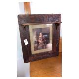 German man print in distressed wooden decorated