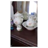 Ironstone bath set pitcher & wash basin, matching