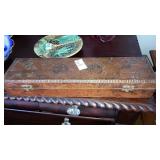 Victorian Wooden etched collar/ glove dresser box