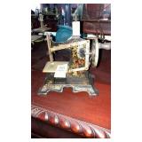 Miniature decorated metal toy sewing machine