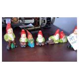 Bisque 7 Dwarfs gnomes  Japan figurines