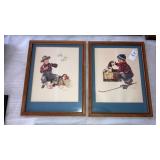 Boy & his dog- Pair of Norman Rockwell framed
