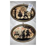 Pair of small oval silhouettes 6-1/2" wide